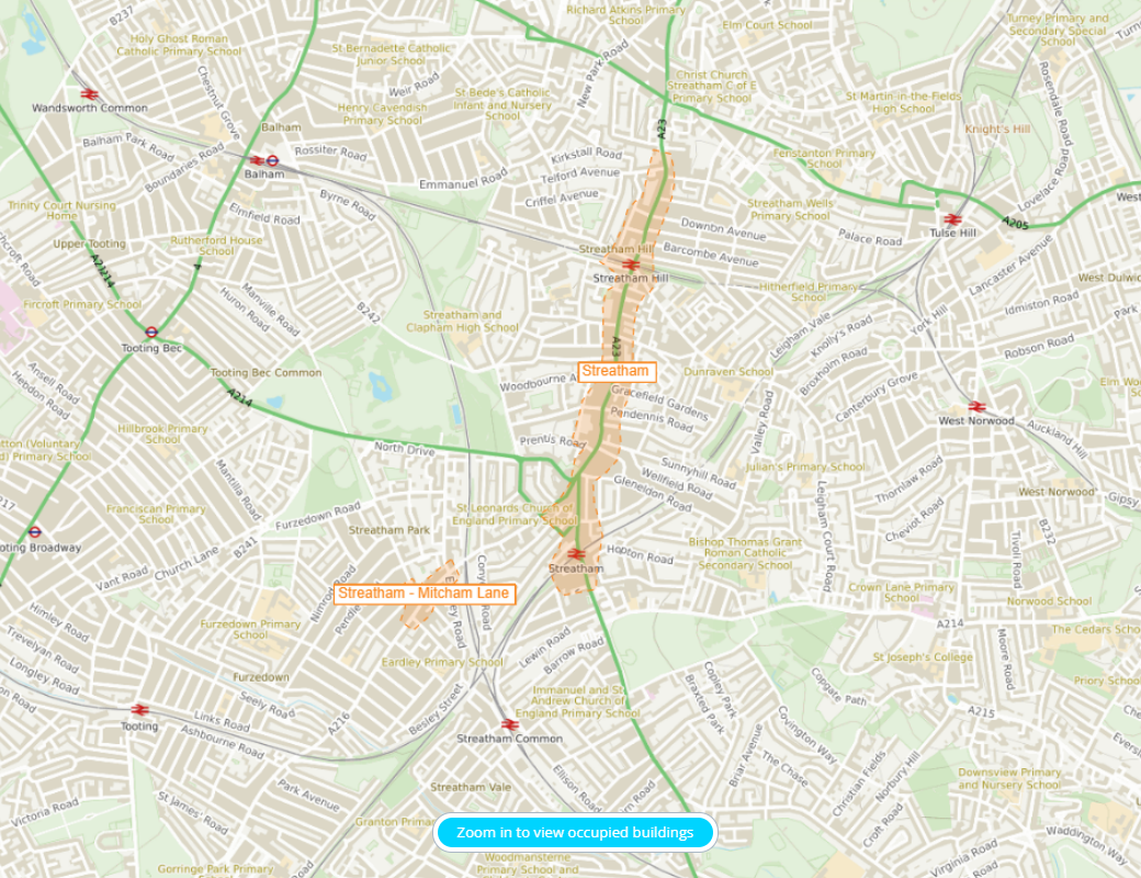 Streatham zoomed in Streatham zoomed in